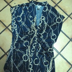 CACHE BLUE TOP WITH CHAIN DESIGN SIZE MEDIUM M